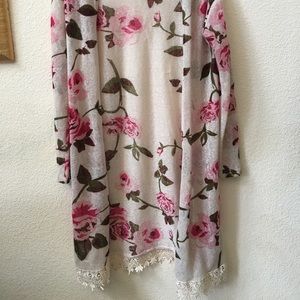 Cute pink flower cardigan